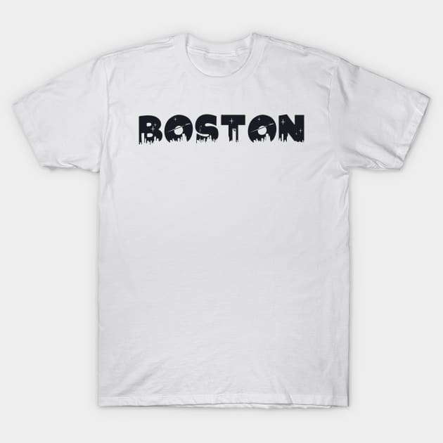 Boston Cityscape Letters T-Shirt by Rosemogo